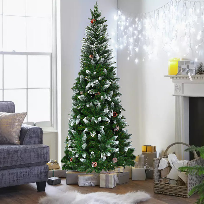 Arbre de Noël artificiel 5 pi / 6 pi / 7,5 pi avec pommes de pin, H 60 po