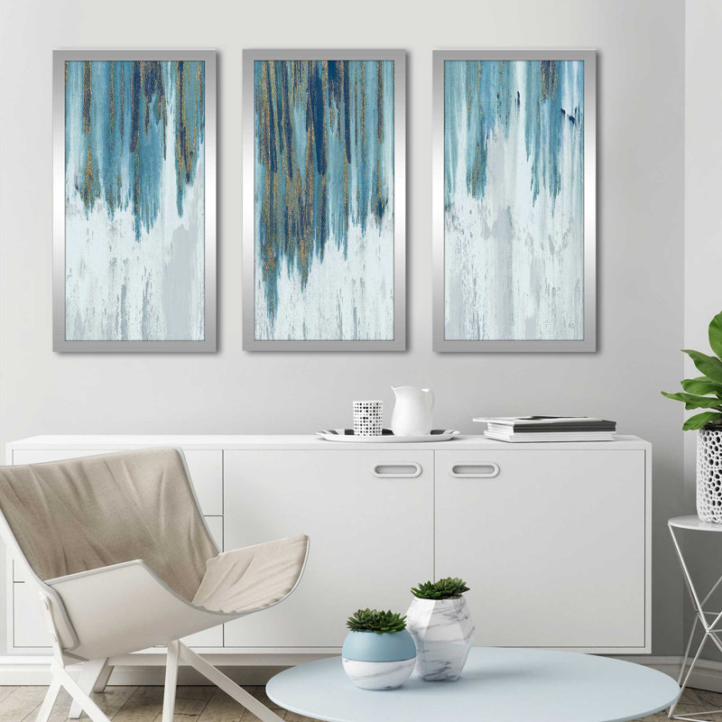 «Soft Summer Night» par Susan Jill - peinture encadrée 3 pièces, L 52,5 po x H 33,5 po x P 1 po