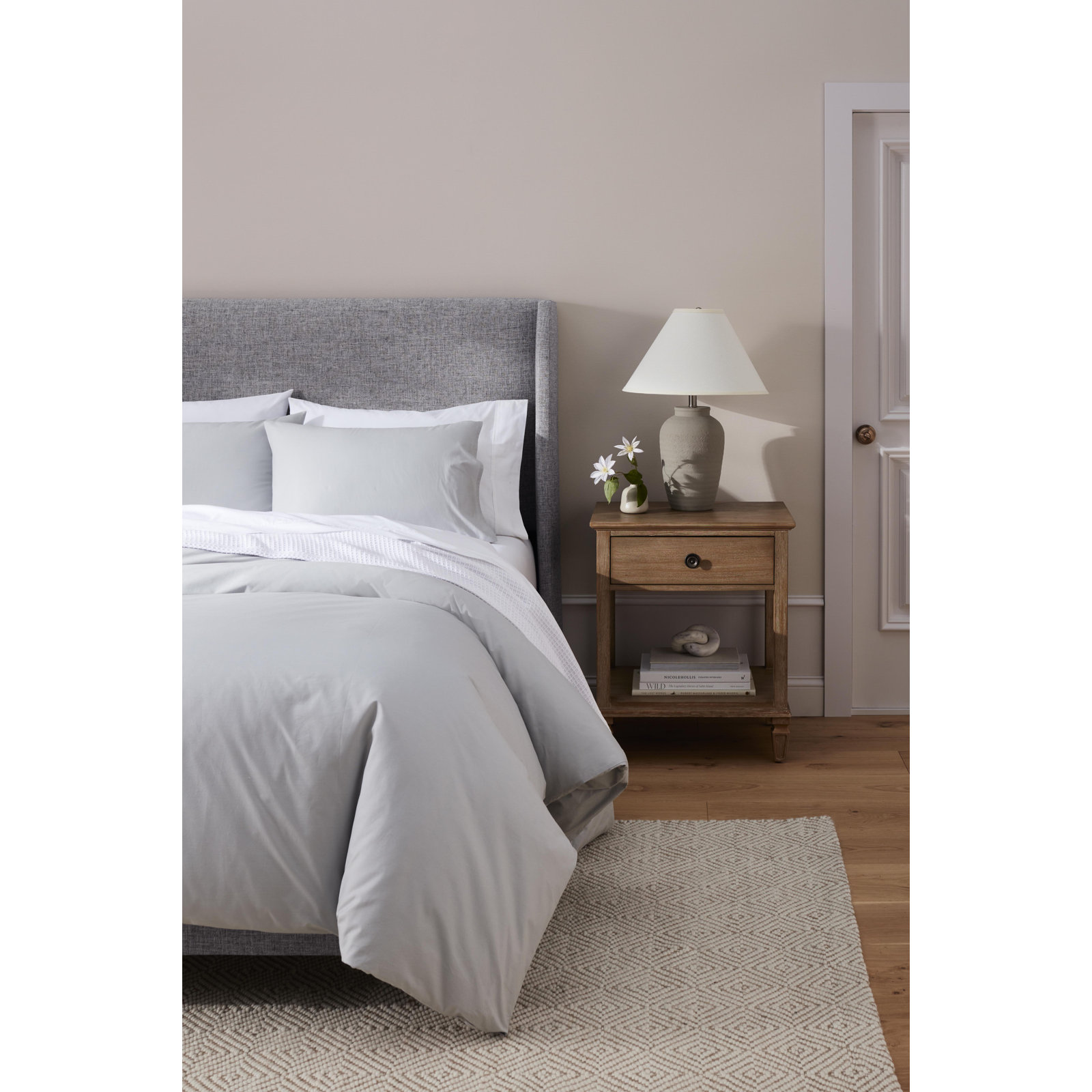 Coyer Classic Cotton Percale Duvet Cover Set, Stormy Blue, King / Cal King Duvet Cover + 2 Pillow Shams