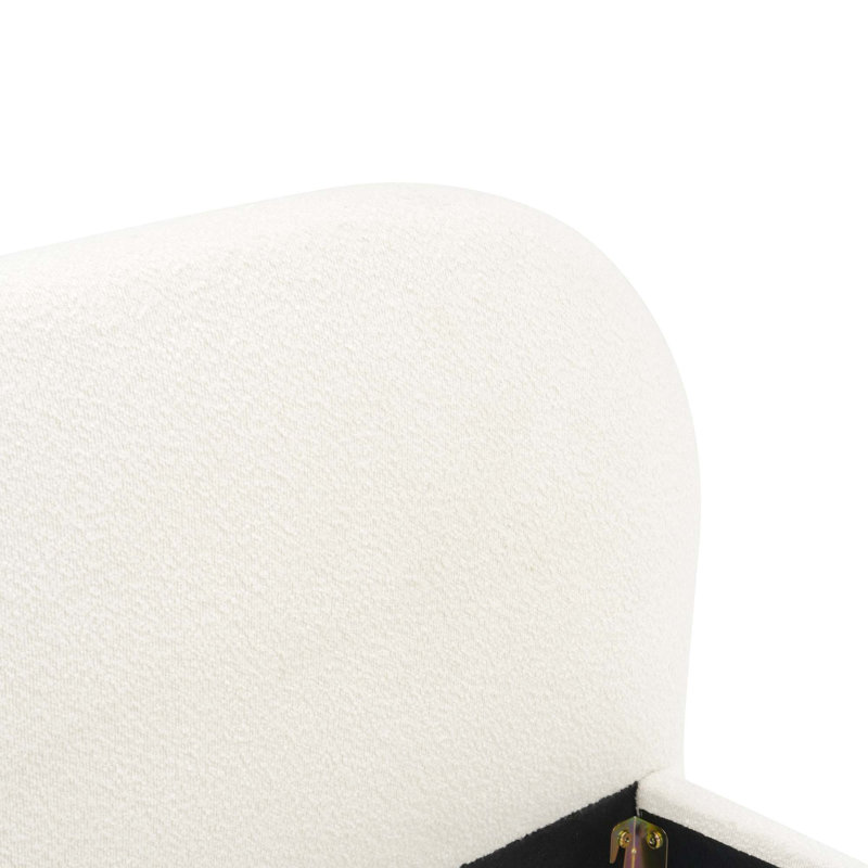 Lit tapissier en tissu de style crème, lit double simple pour chambre moderne, Crème