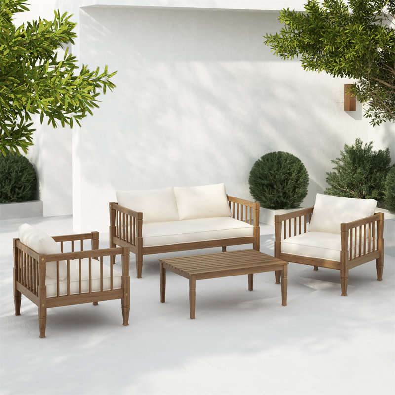 4-Piece Patio Furniture Set, Light Gray