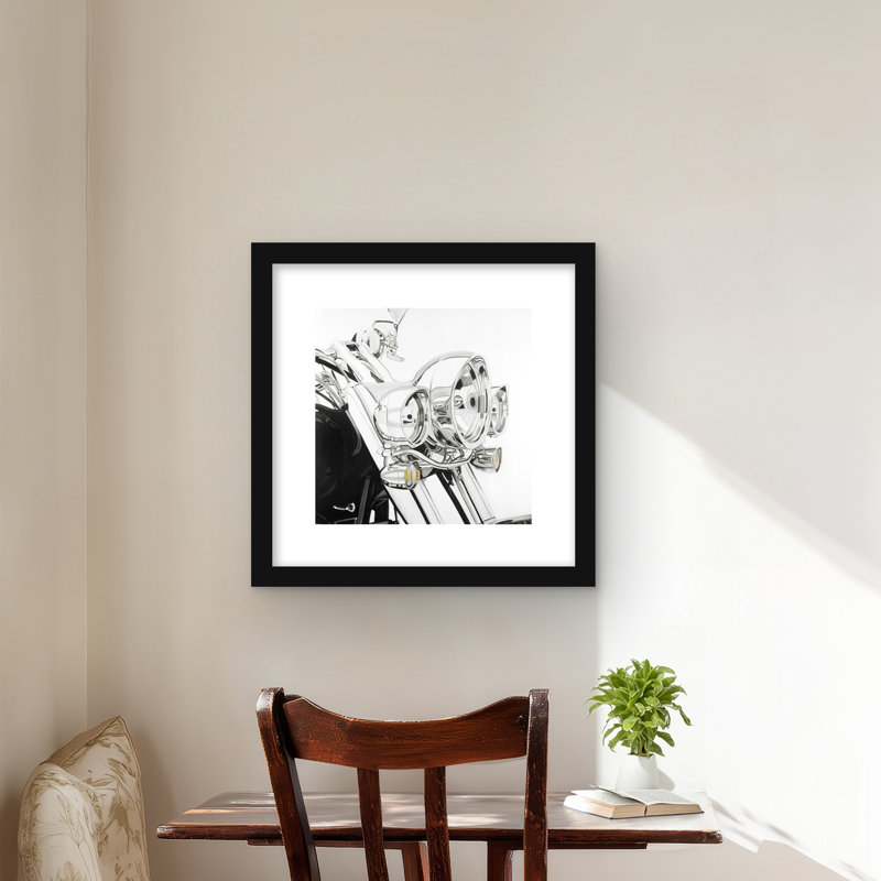 Éclairage pour moto | Reproduction encadrée matte pour la décoration intérieure, Noir, H 16 po x l 16 po