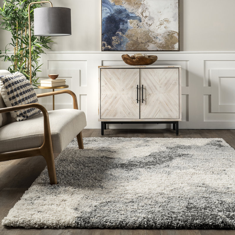 Sidonie Abstract Clouds Shag Area Rug, Rectangle 12' x 15'