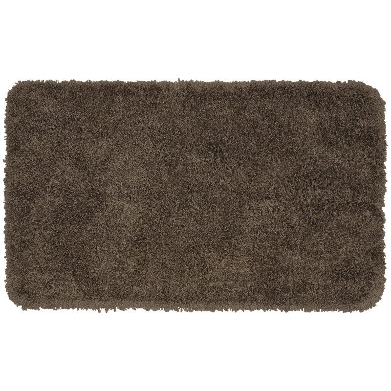 Treye Nylon Bath Rug with Non-Slip Backing, Chocolate, Rectangle 30" x 50"