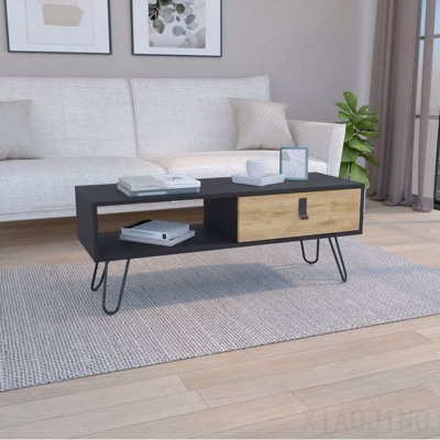 Coffee Table With Hairpin Legs And Ample Storage Drawer