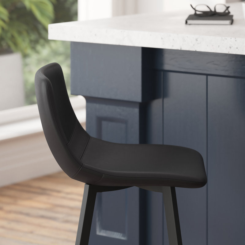 Brandy Upholstered Counter Stool with Metal Frame, Black