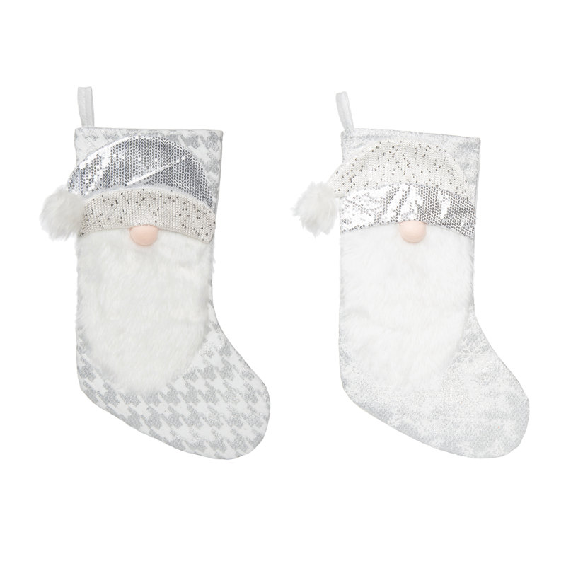  Ensemble de 2 bas de Noël en tissu Glam Santa
