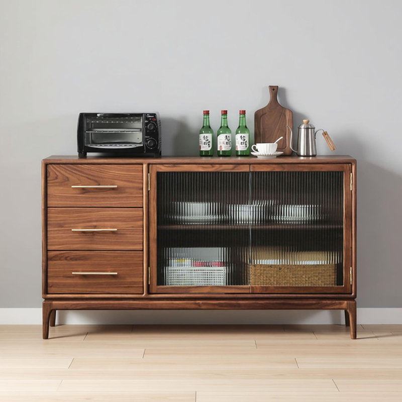 Buffet simple rétro en bois massif, H 31,49 po x l 55,11 po x P 16,53 po