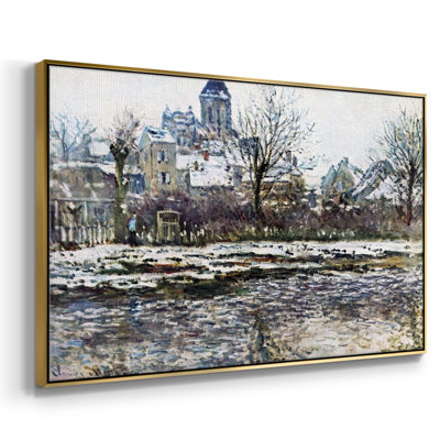 «Snow in Vetheuil», reproduction d'art encadrée sur toile par Claude Monet