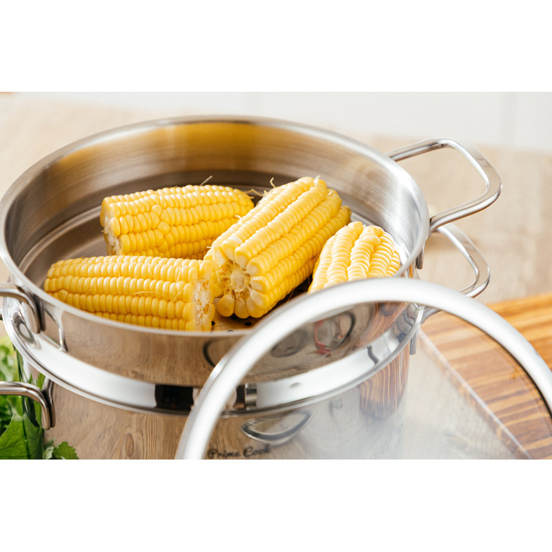 9.0 QT Stainless Steel Steamer Pot with Basket Insert