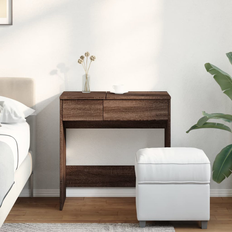 Dressing Table With Mirror 73X46.5X120 Cm, Brown Oak