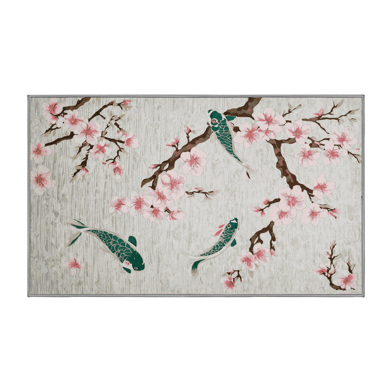 Machine Washable Gray Area Rug, Rectangle 4' x 6'
