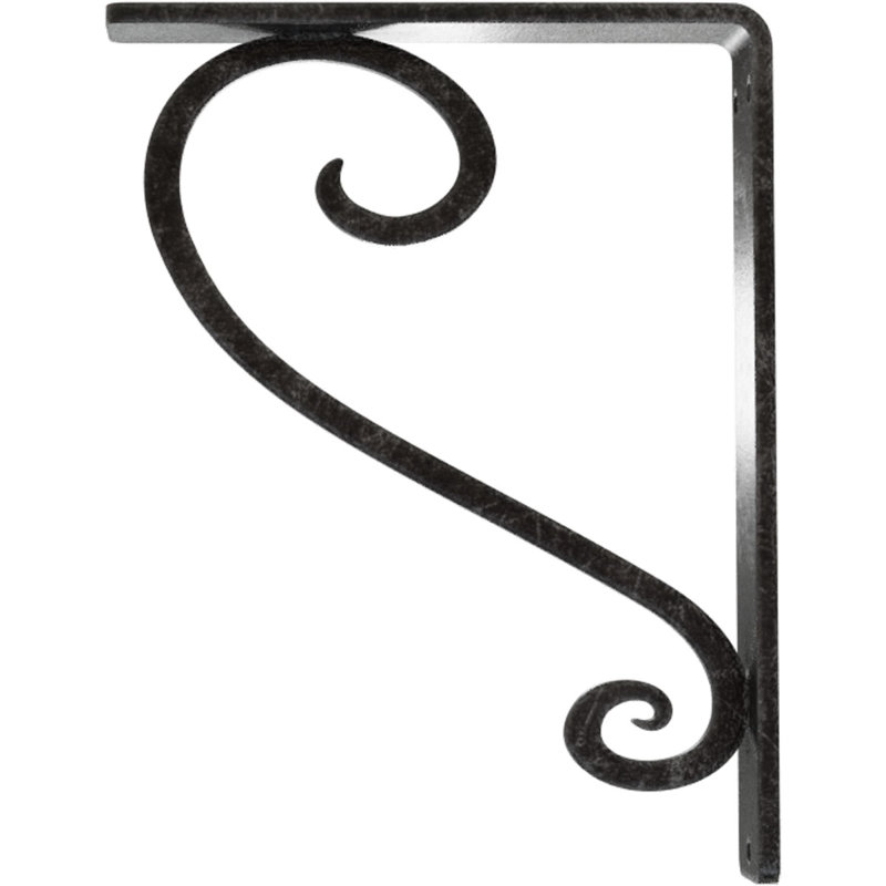 Support en fer forgé Edwards (support central simple), l 1 1/2 po x P 5 1/2 po x H 8 po, argent antique, Argent antique