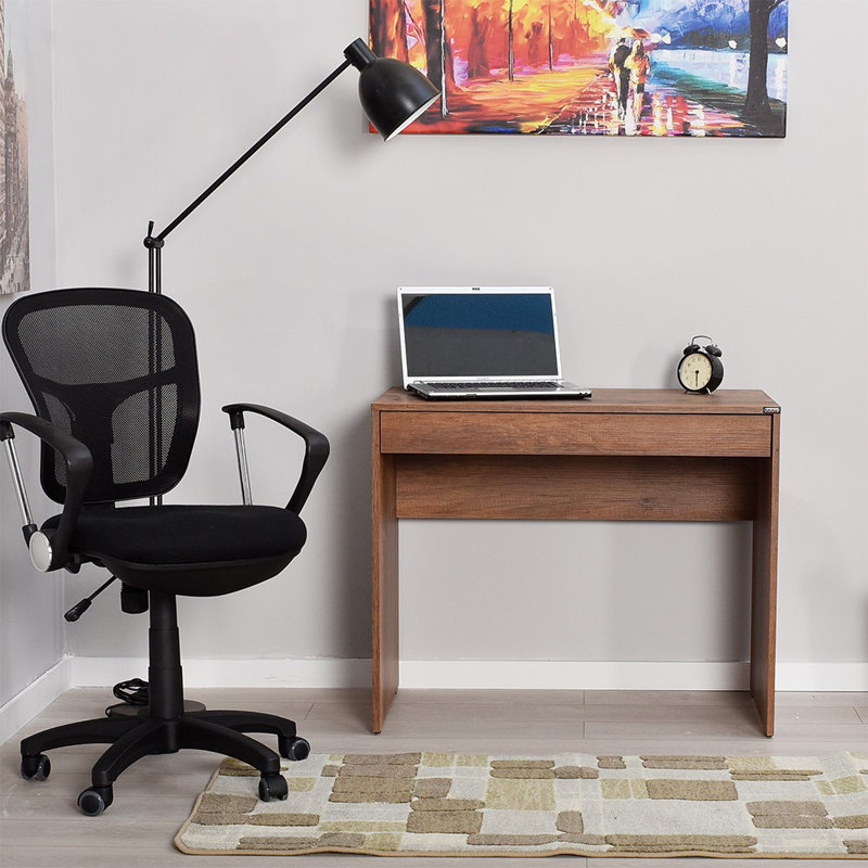 Modern Study Desk, Oslo & Walnut Colors, 35.4 x 29.5 x 21.7 inches | 100% Melamine Coated Particle Board, Thickness: 0.6 inches | Stylish & Functional Design for Home Office, Durable & Easy to Clean
