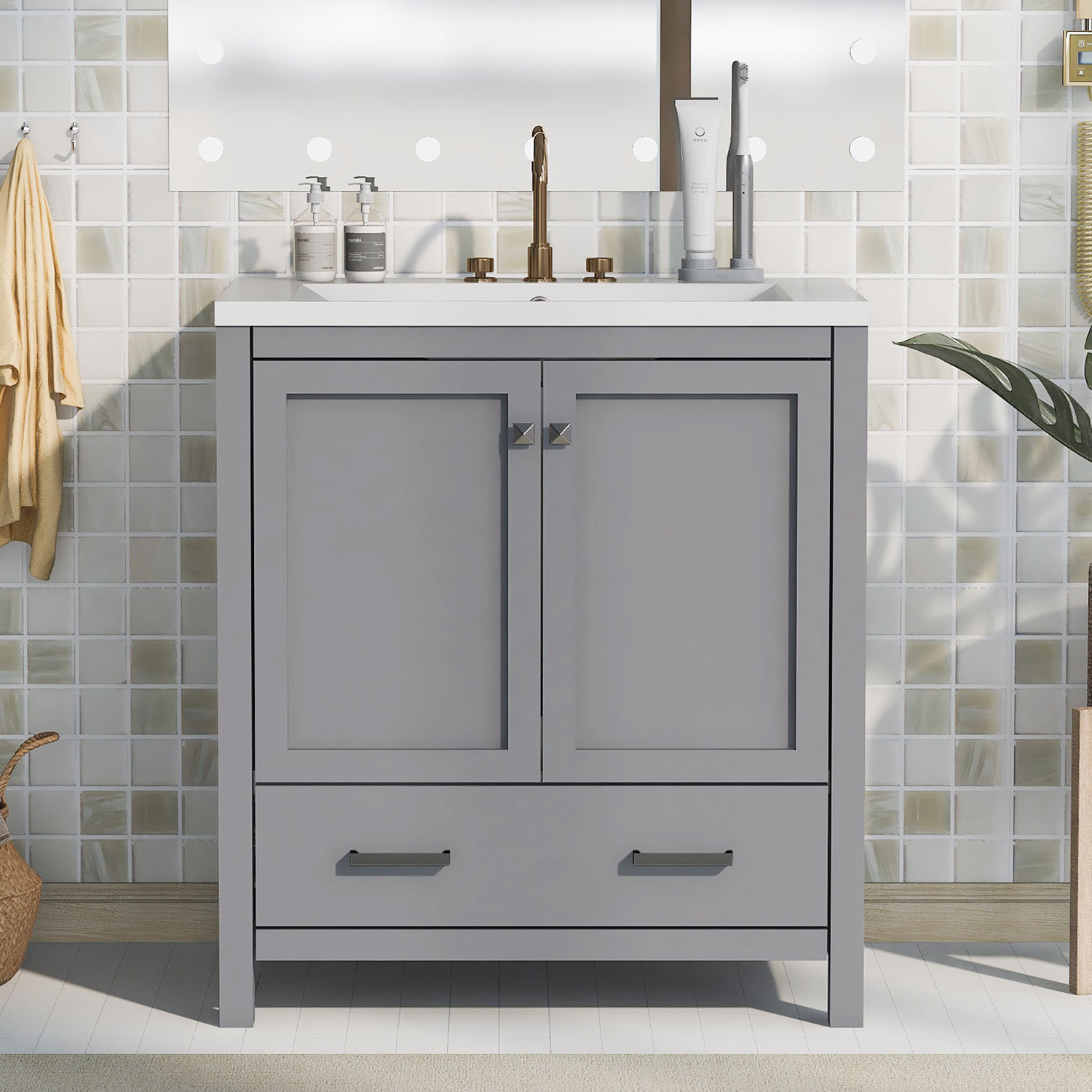 Ronning 30 Bathroom Vanity with Single Sink-Combination Under Counter Sink and Storage Cabinet Vanity Winston Porter Base Finish: White