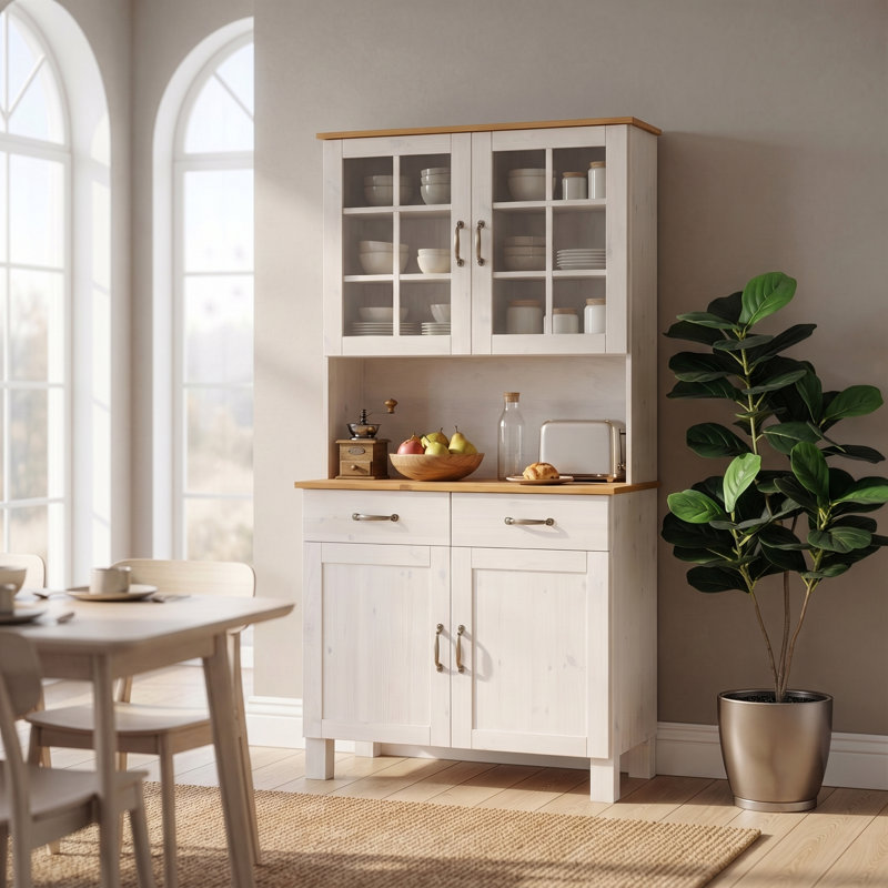 Martindale 85cm Solid Wood Sideboard, White/Honey
