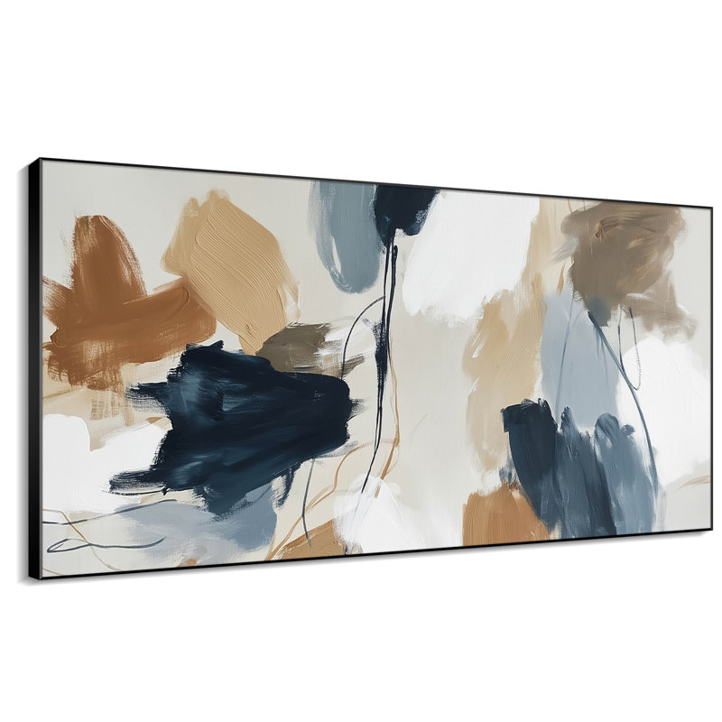 Extra Large Wall Art Fabric Print - Earthy Hue Abstract Art Artwork Decor for Living Room or Bedroom - "Frame Assembly Required (Unfinished Frame)"