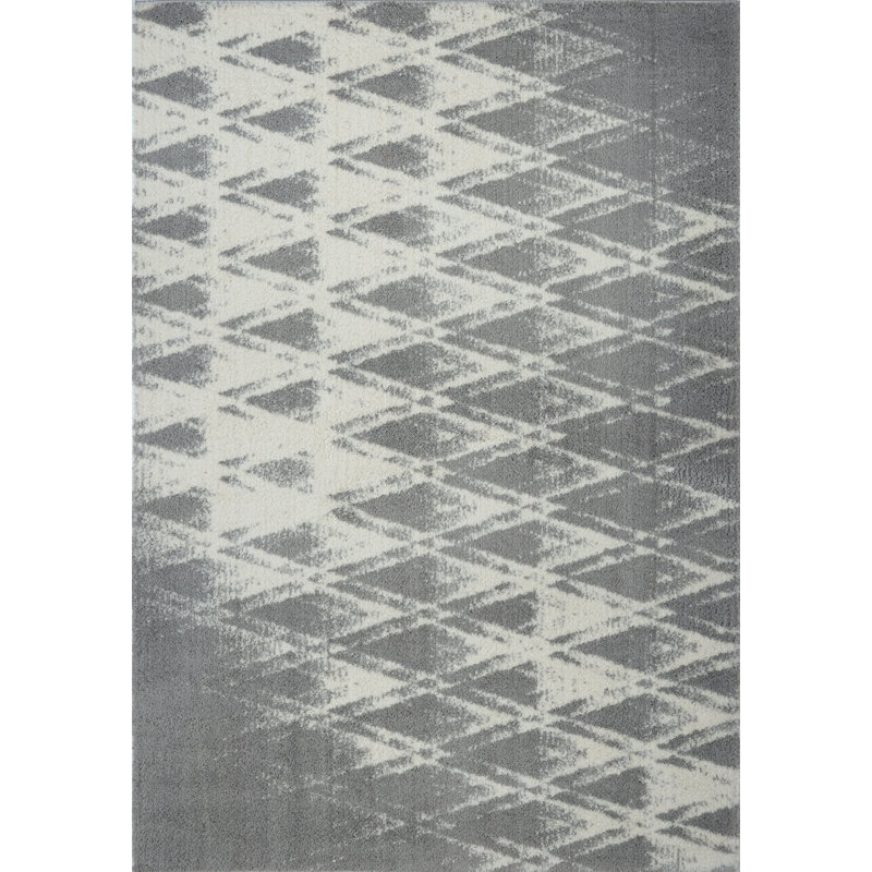 Tapis géométrique gris Charters Towers, Rectangle 6 pi 6 po x 9 pi 6 po