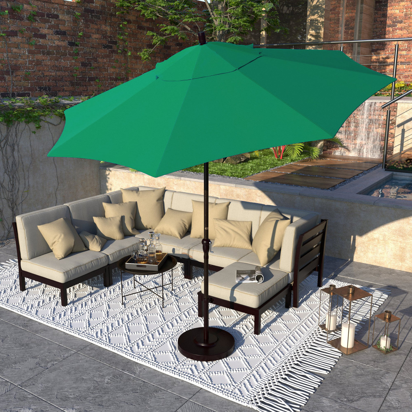 Camry 9' Sunbrella® Market Umbrella, Spectrum Aztec Sunbrella® Plainweave