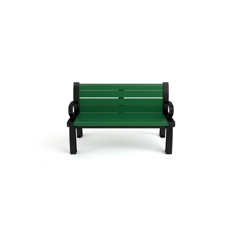 Banc de parc en plastique recyclé Heritage, 4 pi, Noir, Vert