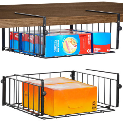 2 Pack Hanging Under Shelf Storage Basket,Adjustable Under Cabinet Add-On Storage Racks Slide-In Baskets Organizer For Laundry Room Kitchen Pantry Des