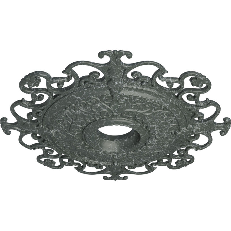 Endurathane Orleans Ceiling Medallion, 38 3/8"OD x 6 5/8"ID x 2 7/8"P (Fits Canopies up to 8 1/4"), Hand-Painted Athenian Green Crackle Finish