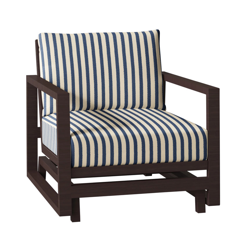 Avondale Patio Lounge Chair with Cushions, Cabana Stripe Midnight, Chalk, No Welt