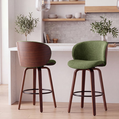 Modern Swivel Bar Stools with Wooden Legs