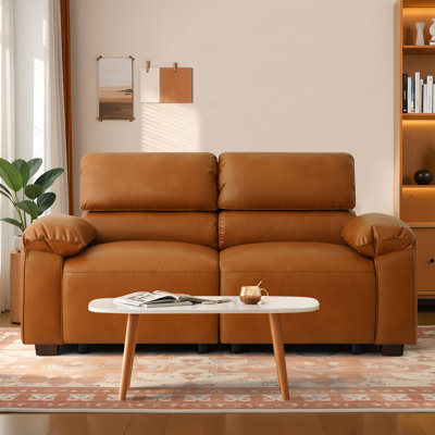 Modern Faux Leather Sofa Couch For Living Room by Latitude Run