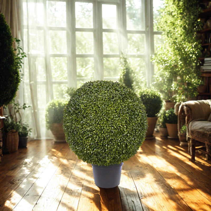 Boule de buis artificielle verte, 14 po de diamètre