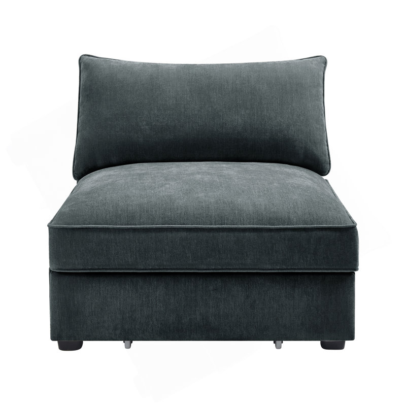 Armless Sofa Velvet-Grey