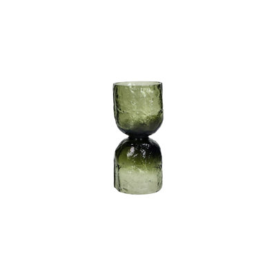 Alexes Vase Hurricane Glass Green Dia 3.5"