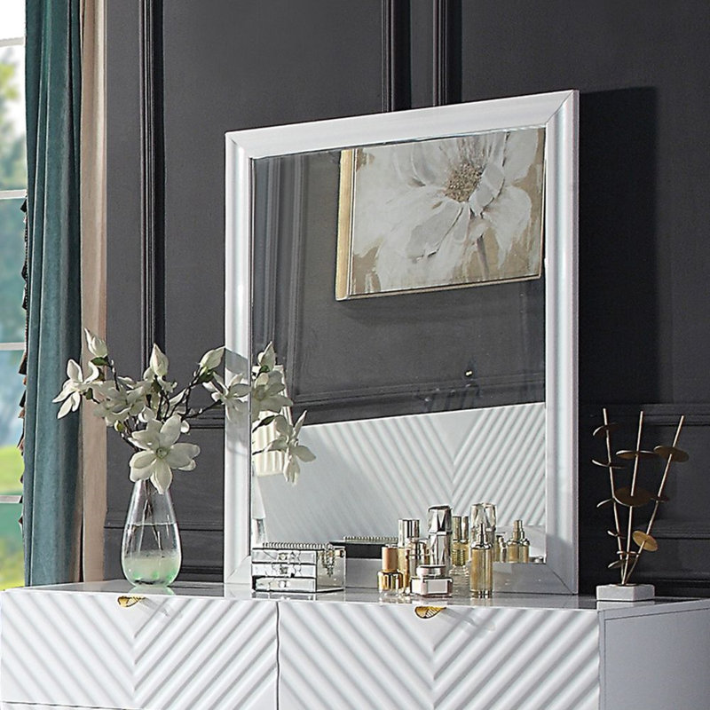 Miroir rectangulaire pour commode Gaines, Blanc
