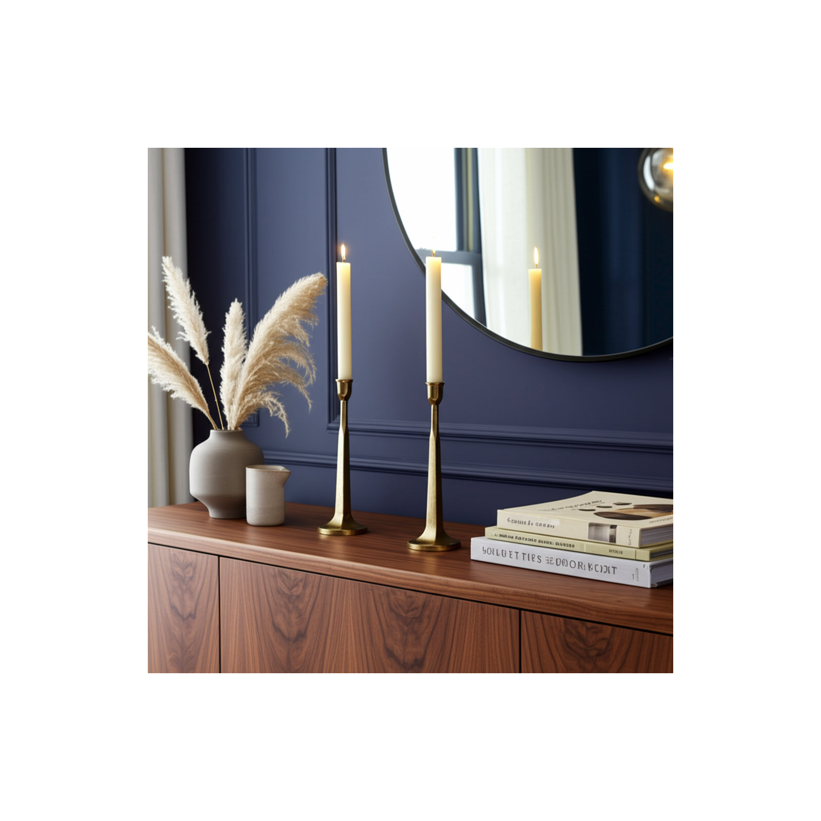 Gold Taper Candle Holder, 12" H x 4" W x 4" D