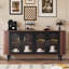 Buffet en bois massif noir et noyer