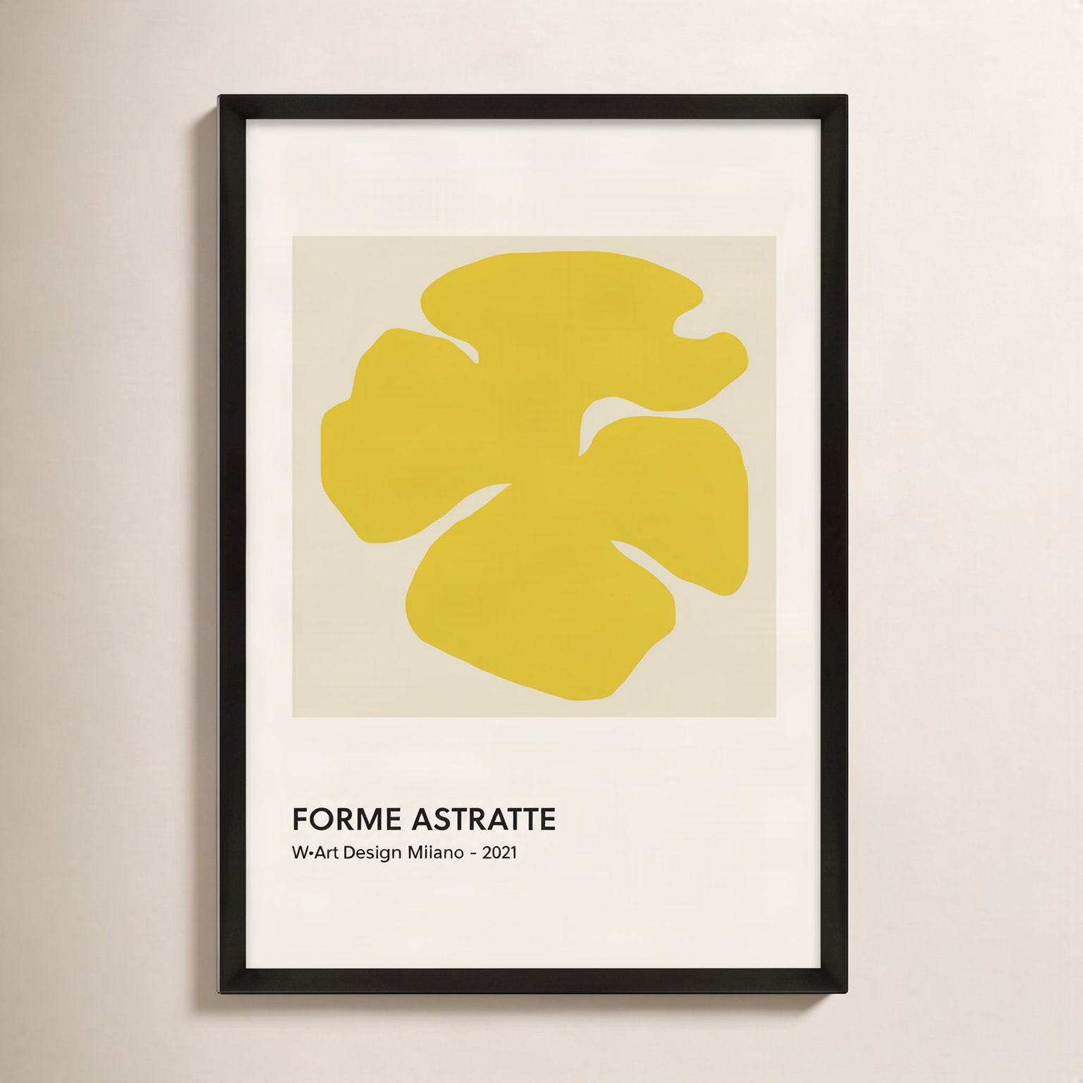 Deryn "Forme Astratte Yellow" Print, 30" H x 21" W x 1.25" D, Black Framed Paper