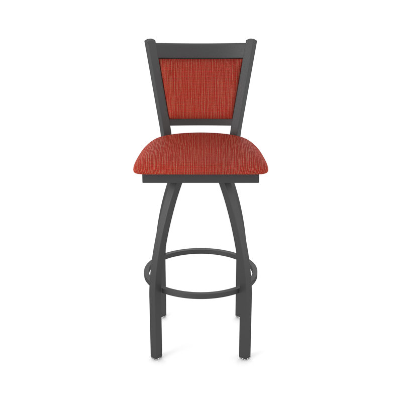 Tabouret pivotant Hadleigh, Tabouret de comptoir (siège d'une hauteur de 25 p, Étain, Tissu - graphite coquelicot