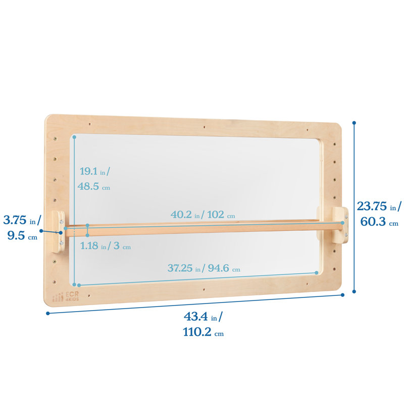 ECR4Kids Wall-Mounted Coordination Mirror, Montessori Furniture, Natural