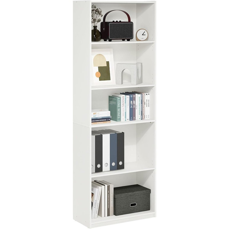 Bibliothèque réglable à 5 niveaux, bibliothèque blanche, pour le salon, la chambre à coucher ou le bureau à domicile - Variations de taille / matériau / style