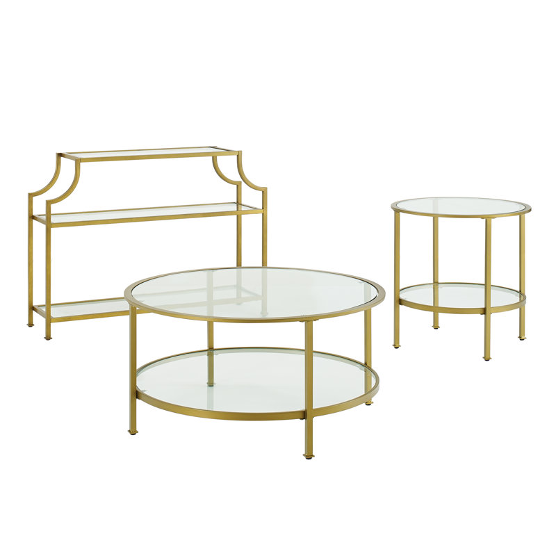 Ensemble de tables basses 3 pièces Letia, Doré