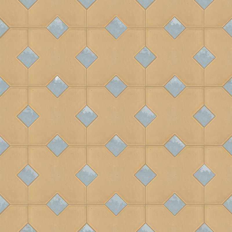 Carreau en porcelaine Cross and Dot, Fauve / bleu clair
