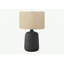 Lighting, H 24 po, lampe de table, céramique noire, abat-jour beige, contemporain