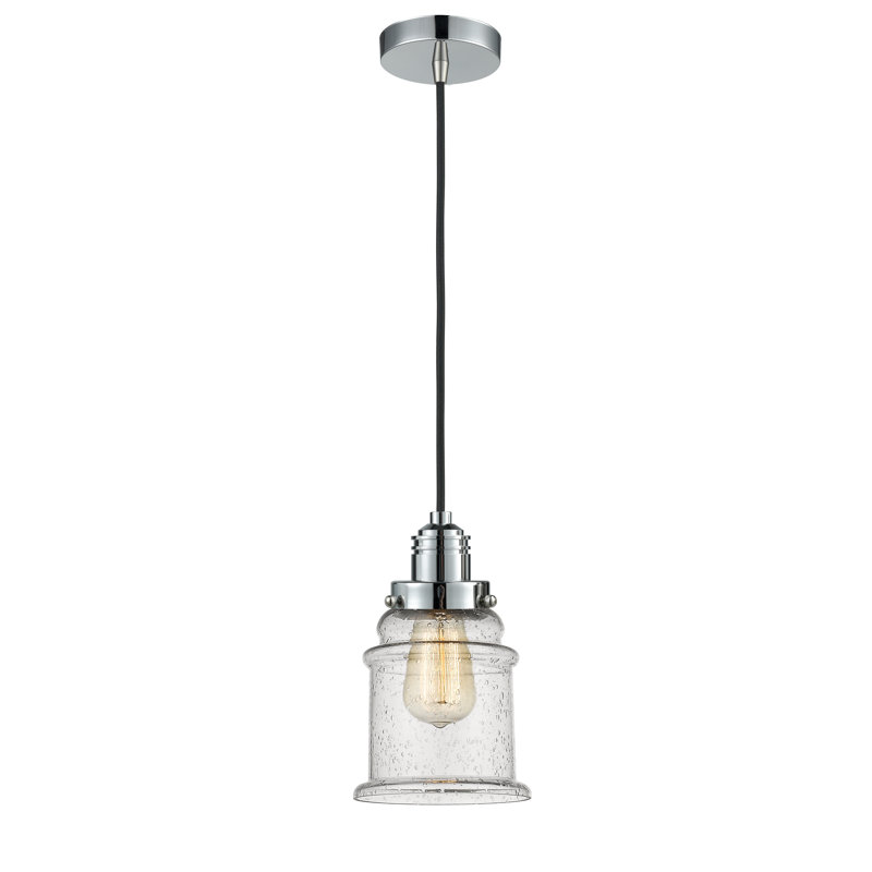 Cecil 1 - Light Single Pendant, Polished Chrome/Black
