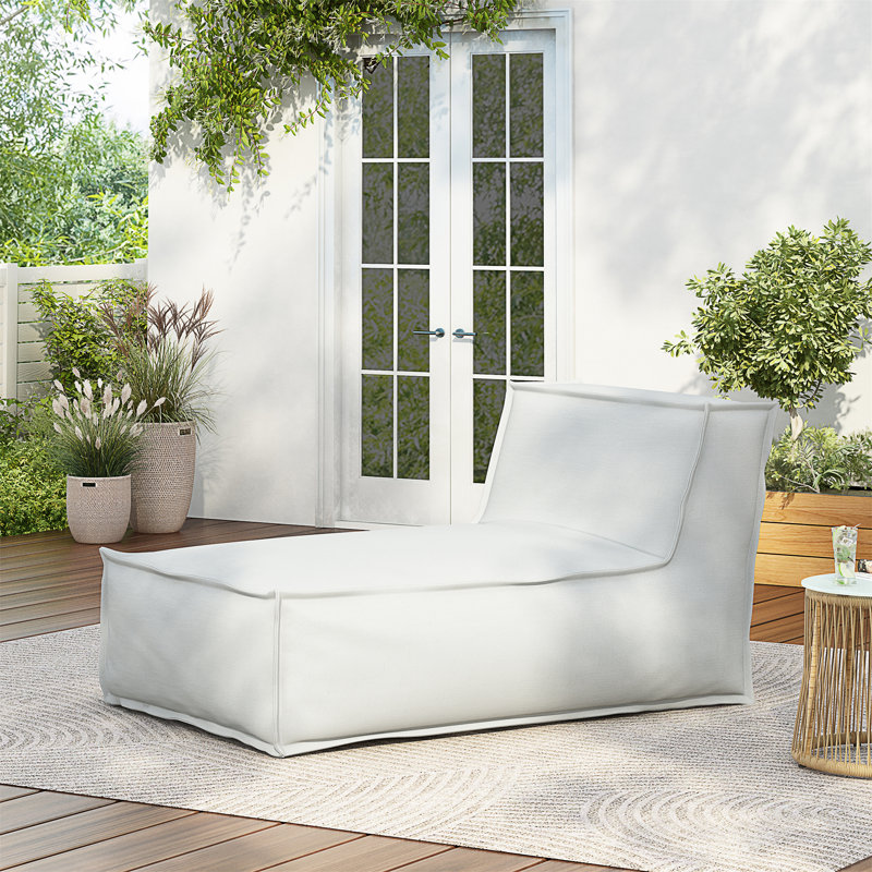 Ramona Outdoor Bean Bag Lounge Chair, Light Gray Foam Padding