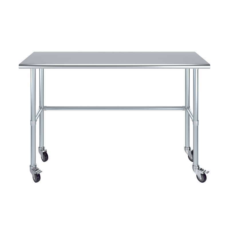 Stainless Steel Open Base Work Table with Wheels, 38" H x 60" L x 18" W