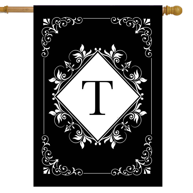 Black And White Monogram T House Flag