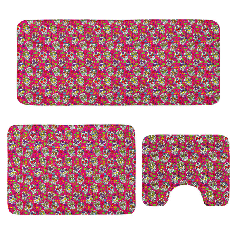 Multicolore ensemble de tapis de salle de bain Sugar Skull