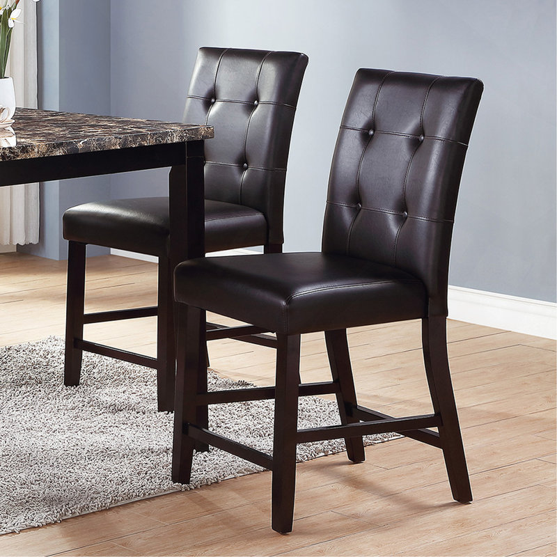 Ensemble de 2 chaises à hauteur de comptoir rembourrées Leroux, finition espresso