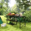Table pliante d'extérieur avec fonctions de cuisine de camping, lanterne réglable et accessoires de pique-nique, support de lampe,