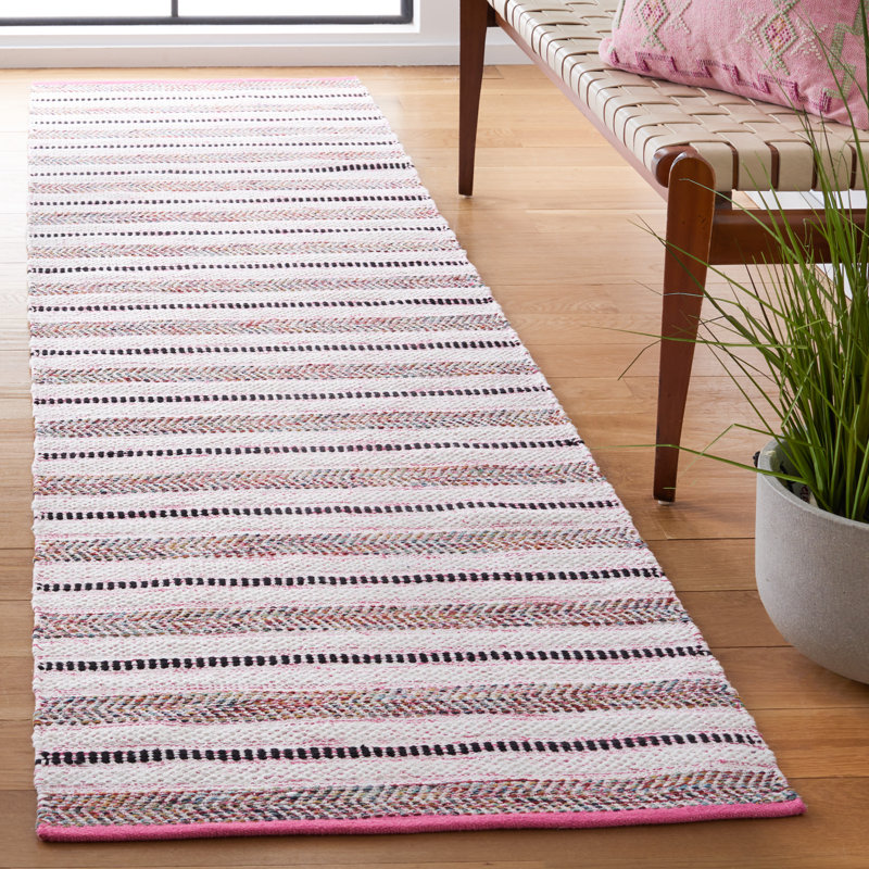Lovall Flat Weave Cotton Striped Rug, Runner 2'3" x 9'